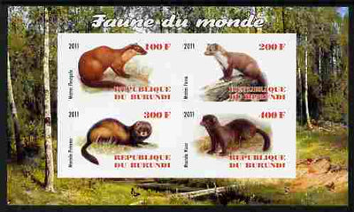 Burundi 2011 Fauna of the World - Mammals (Martens & Polecats) imperf sheetlet containing 4 values unmounted mint