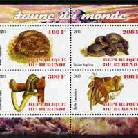 Burundi 2011 Fauna of the World - Reptiles - Snakes #1 perf sheetlet containing 4 values unmounted mint