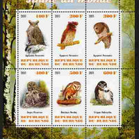 Burundi 2011 Fauna of the World - Owls perf sheetlet containing 6 values unmounted mint