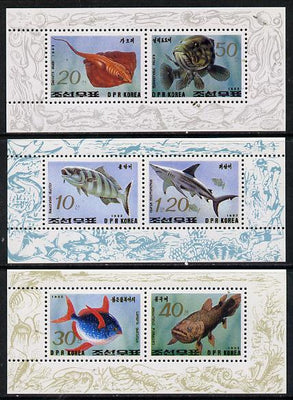 North Korea 1993 Fish set of 3 sheetlets each containing 2 values