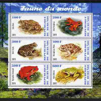 Burundi 2011 Fauna of the World - Amphibians (Frogs & Toads) perf sheetlet containing 6 values unmounted mint