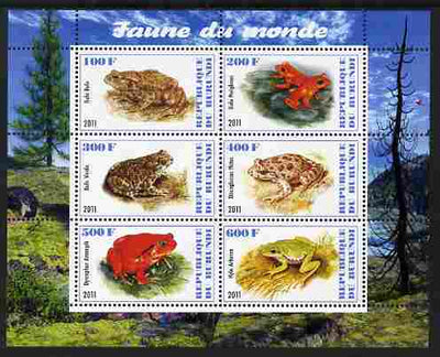 Burundi 2011 Fauna of the World - Amphibians (Frogs & Toads) perf sheetlet containing 6 values unmounted mint