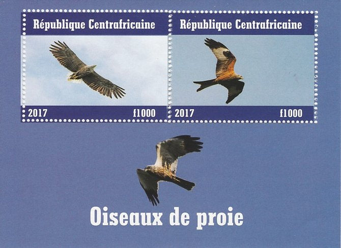Central African Republic 2017 Birds of Prey #1 perf sheetlet containing 2 values unmounted mint. Note this item is privately produced and is offered purely on its thematic appeal