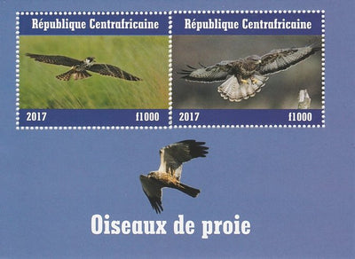 Central African Republic 2017 Birds of Prey #2 perf sheetlet containing 2 values unmounted mint. Note this item is privately produced and is offered purely on its thematic appeal