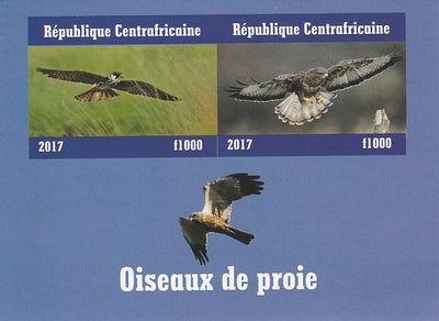 Central African Republic 2017 Birds of Prey #2 imperf sheetlet containing 2 values unmounted mint. Note this item is privately produced and is offered purely on its thematic appeal