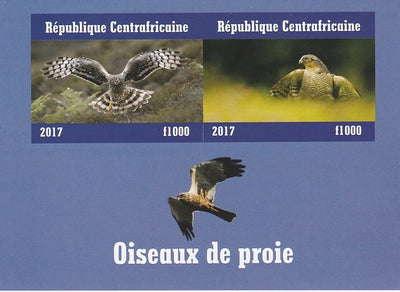 Central African Republic 2017 Birds of Prey #3 imperf sheetlet containing 2 values unmounted mint. Note this item is privately produced and is offered purely on its thematic appeal
