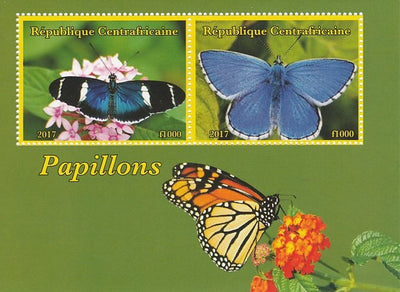 Central African Republic 2017 Butterflies perf sheetlet containing 2 values unmounted mint. Note this item is privately produced and is offered purely on its thematic appeal