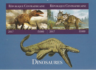 Central African Republic 2017 Dinosaurs #1 imperf sheetlet containing 2 values unmounted mint. Note this item is privately produced and is offered purely on its thematic appeal