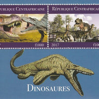 Central African Republic 2017 Dinosaurs #2 perf sheetlet containing 2 values unmounted mint. Note this item is privately produced and is offered purely on its thematic appeal