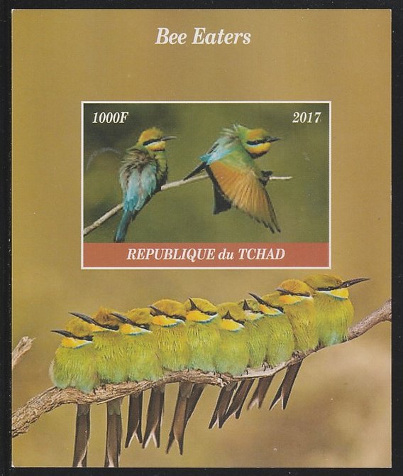 Chad 2017 Bee Eaters imperf s/sheet containing 1 value unmounted mint. Note this item is privately produced and is offered purely on its thematic appeal. .