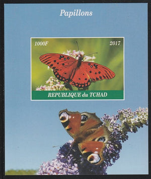 Chad 2017 Butterflies imperf s/sheet containing 1 value unmounted mint. Note this item is privately produced and is offered purely on its thematic appeal. .