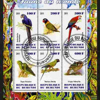 Burundi 2011 Fauna of the World - Parrots #1 perf sheetlet containing 6 values fine cto used