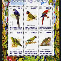 Burundi 2011 Fauna of the World - Parrots #1 perf sheetlet containing 6 values unmounted mint