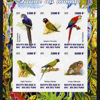 Burundi 2011 Fauna of the World - Parrots #1 imperf sheetlet containing 6 values unmounted mint