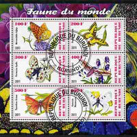 Burundi 2011 Fauna of the World - Butterflies #2 perf sheetlet containing 6 values fine cto used