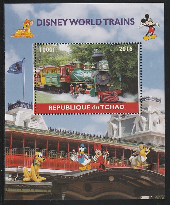 Chad 2016 Disneyworld Trains #2 perf s/sheet containing 1 value unmounted mint. Note this item is privately produced and is offered purely on its thematic appeal. .