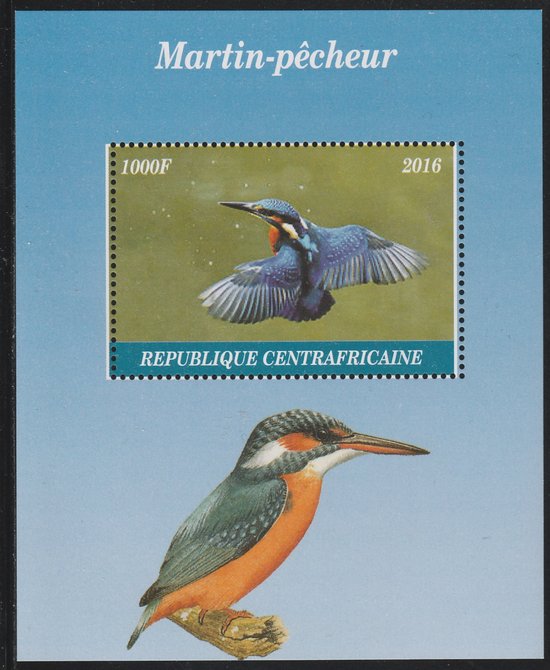 Central African Republic 2016 Kingfisher perf s/sheet containing 1 value unmounted mint. Note this item is privately produced and is offered purely on its thematic appeal