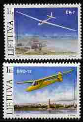 Lithuania 2003 Aviation - Gliders perf set of 2 unmounted mint, SG 822-23