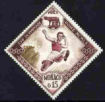 Monaco 1960 Olympic Games 15c Long Jump Diamond shaped unmounted mint SG 694