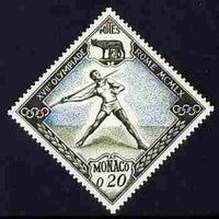 Monaco 1960 Olympic Games 20c Javelin Diamond shaped unmounted mint SG 695