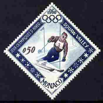 Monaco 1960 Olympic Games 50c Skiing Diamond shaped unmounted mint SG 697