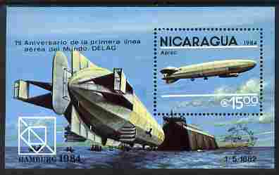 Nicaragua 1984 75th Anniversary of First Zeppelin Flight perf m/sheet with Hamburg 1984 imprint unmounted mint