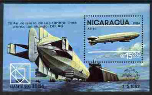 Nicaragua 1984 75th Anniversary of First Zeppelin Flight perf m/sheet with Hamburg 1984 imprint unmounted mint