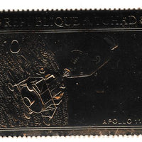 Chad Apollo 11, 12, 13 & 14 perf design embossed in gold foil unmounted mint. Note this item is privately produced and is offered purely on its thematic appeal. .