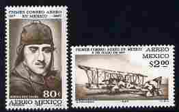 Mexico 1967 50th Anniversary of First Mexican Flight perf set of 2 unmounted mint SG 1137-38