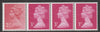 Great Britain 1981 Readers Digest multi-value coil strip of 4 (2.5p, 3p, 3p, 3p) with variety on 2.5d - white spot in frint of eye and background disturbance infront of Queen's throat unmounted mint