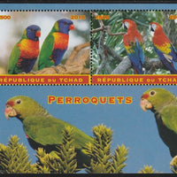 Chad 2018 Parrots perf sheetlet containing 2 values unmounted mint. Note this item is privately produced and is offered purely on its thematic appeal. .