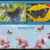 Chad 2018 Butterflies imperf sheetlet containing 2 values unmounted mint. Note this item is privately produced and is offered purely on its thematic appeal. .