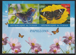 Chad 2018 Butterflies imperf sheetlet containing 2 values unmounted mint. Note this item is privately produced and is offered purely on its thematic appeal. .