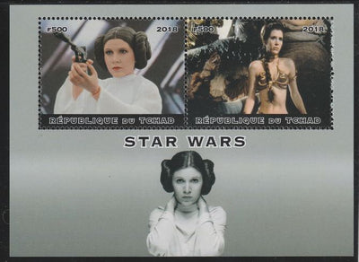 Chad 2018 Star Wars perf sheetlet containing 2 values unmounted mint. Note this item is privately produced and is offered purely on its thematic appeal. .