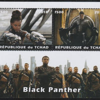 Chad 2018 Black Panther perf sheetlet containing 2 values unmounted mint. Note this item is privately produced and is offered purely on its thematic appeal. .
