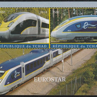 Chad 2018 Eurostar perf sheetlet containing 2 values unmounted mint. Note this item is privately produced and is offered purely on its thematic appeal. .