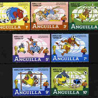 Anguilla 1982 Football World Cup short set of 7 values to 10c showing scenes from Walt Disney's Bednobs and Broomsticks unmounted mint SG 520-26