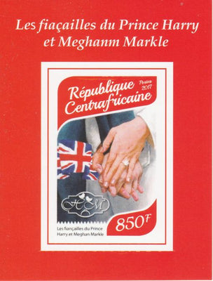 Central African Republic 2017 Prince Harry & Meghan #2 imperf deluxe sheet unmounted mint. Note this item is privately produced and is offered purely on its thematic appeal.