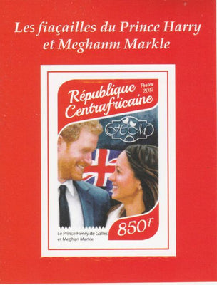 Central African Republic 2017 Prince Harry & Meghan #4 imperf deluxe sheet unmounted mint. Note this item is privately produced and is offered purely on its thematic appeal.