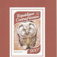 Central African Republic 2017 Owls #4 imperf deluxe sheet unmounted mint. Note this item is privately produced and is offered purely on its thematic appeal.