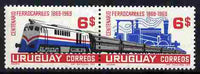 Uruguay 1969 Railway Centenary se-tenant set of 2 unmounted mint, SG 1401a