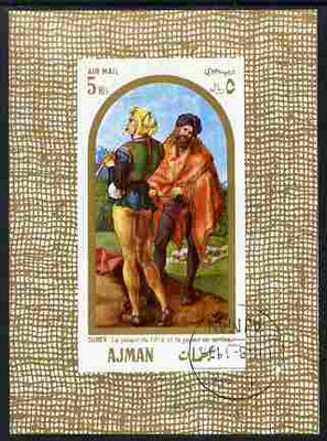 Ajman 1968 Piper & Drummer by Durer 5R imperf individual m/sheet fine cto used Michel BL24