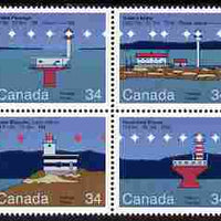 Canada 1986 Lighthouses - 2nd series se-tenant block of 4 unmounted mint, SG 1176-79