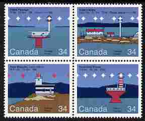 Canada 1986 Lighthouses - 2nd series se-tenant block of 4 unmounted mint, SG 1176-79