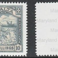 Malta 1919 Shipwreck of St John 10s black 'Maryland' perf forgery 'unused', as SG 96 - the word Forgery is printed on the back and comes on a presentation card with descriptive notes.