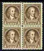 United States 1932 Washington 1/2c sepia block of 4 unmounted mint SG 704