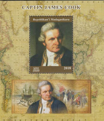 Madagascar 2018 Capt James Cook perf souvenir sheet unmounted mint. Note this item is privately produced and is offered purely on its thematic appeal.