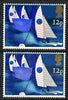 Great Britain 1975 Sailing 12p unmounted mint with rose omitted plus normal, SG 983var
