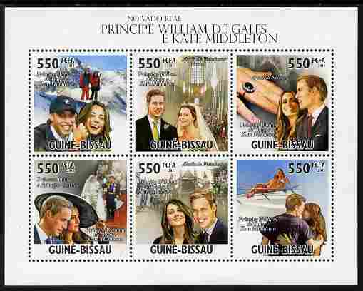 Guinea - Bissau 2011 Royal Engagement - William & Kate perf sheetlet containing 6 values unmounted mint