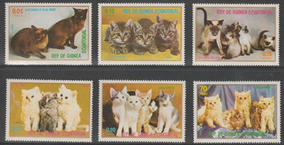 Equatorial Guinea 1976 Domestic Cats perf set of 6 (ex 15c Air) unmounted mint Mi 1016-1020 & 1022